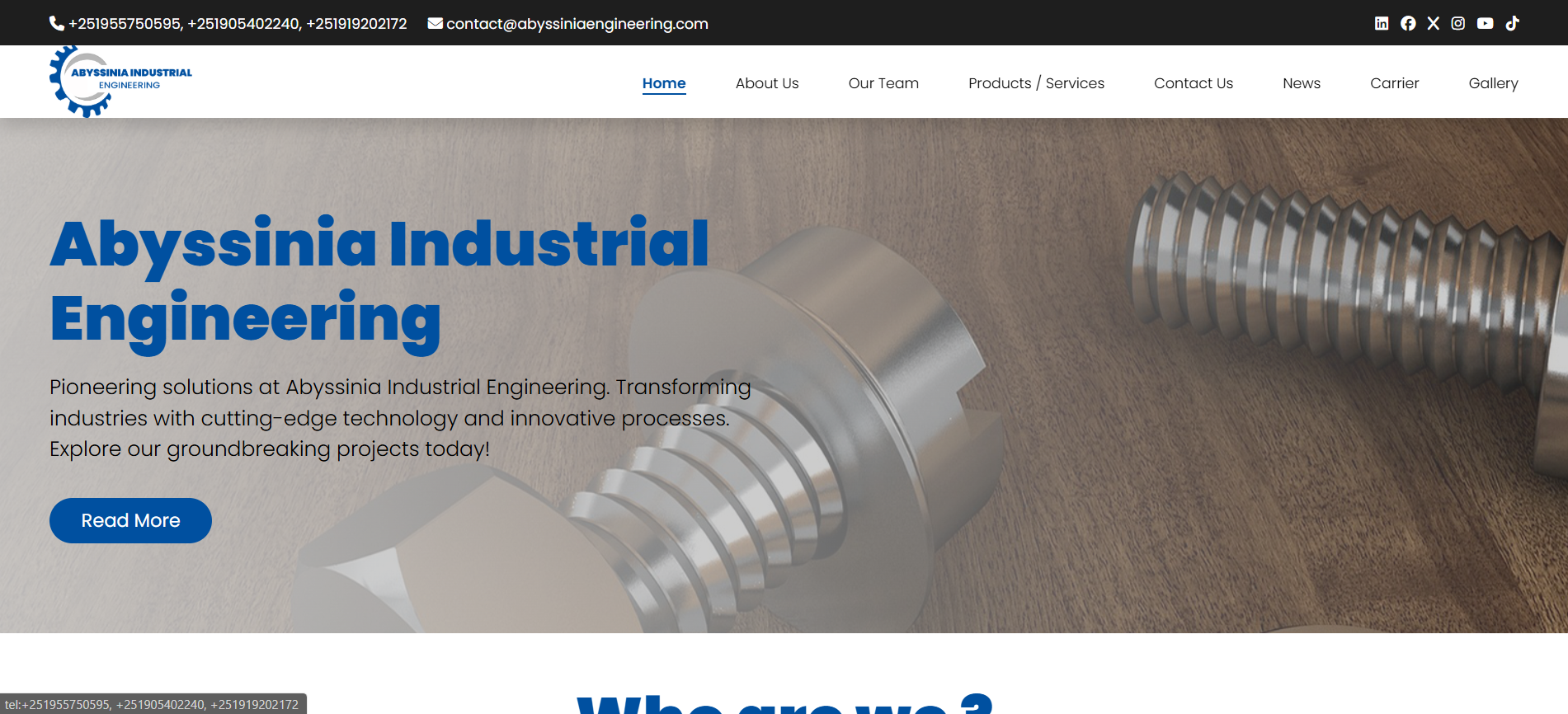 Screenshot of Abyssinia Engineering